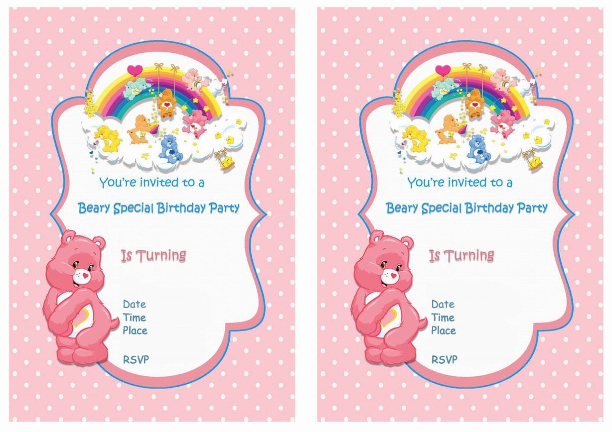 Care Bears Birthday Invitations â Birthday Printable